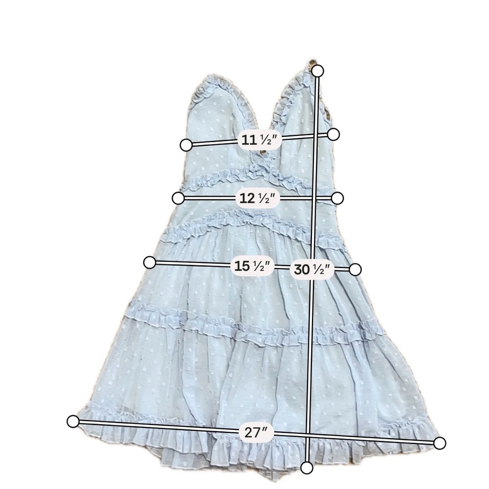 Edite Mode Blue Swiss Dot Tiered Mini Dress Ruffle Babydoll Coquette Party Small - Picture 9 of 13